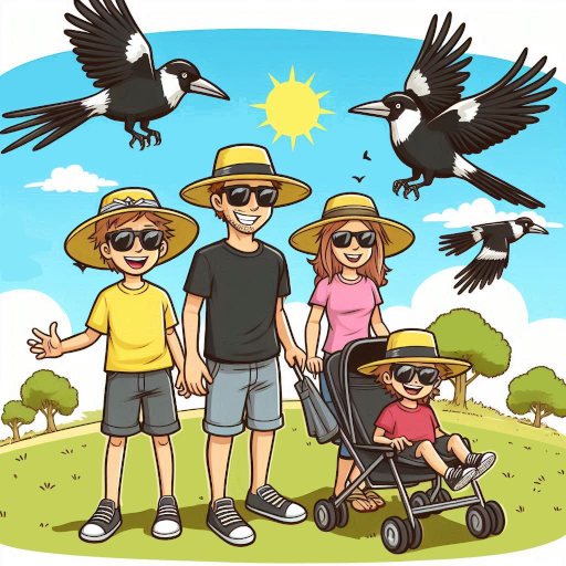 family in park wearing hats and sunglasses